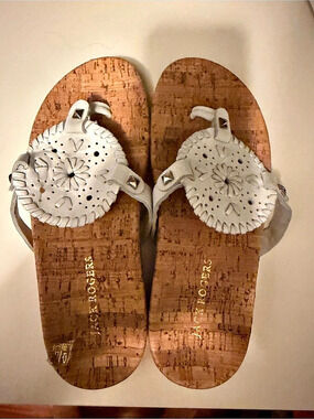 Jack Rogers Women's Cork Footbed Sandals in White & Brown